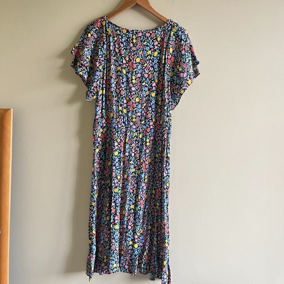 Talbots Floral Flutter Sleeve Tie Neck Ruffled Hem Multi Fit Flare Dress… - Picture 10 of 10